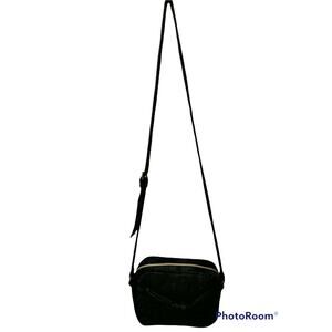 Velvet Black Crossbody Bow Front Bag